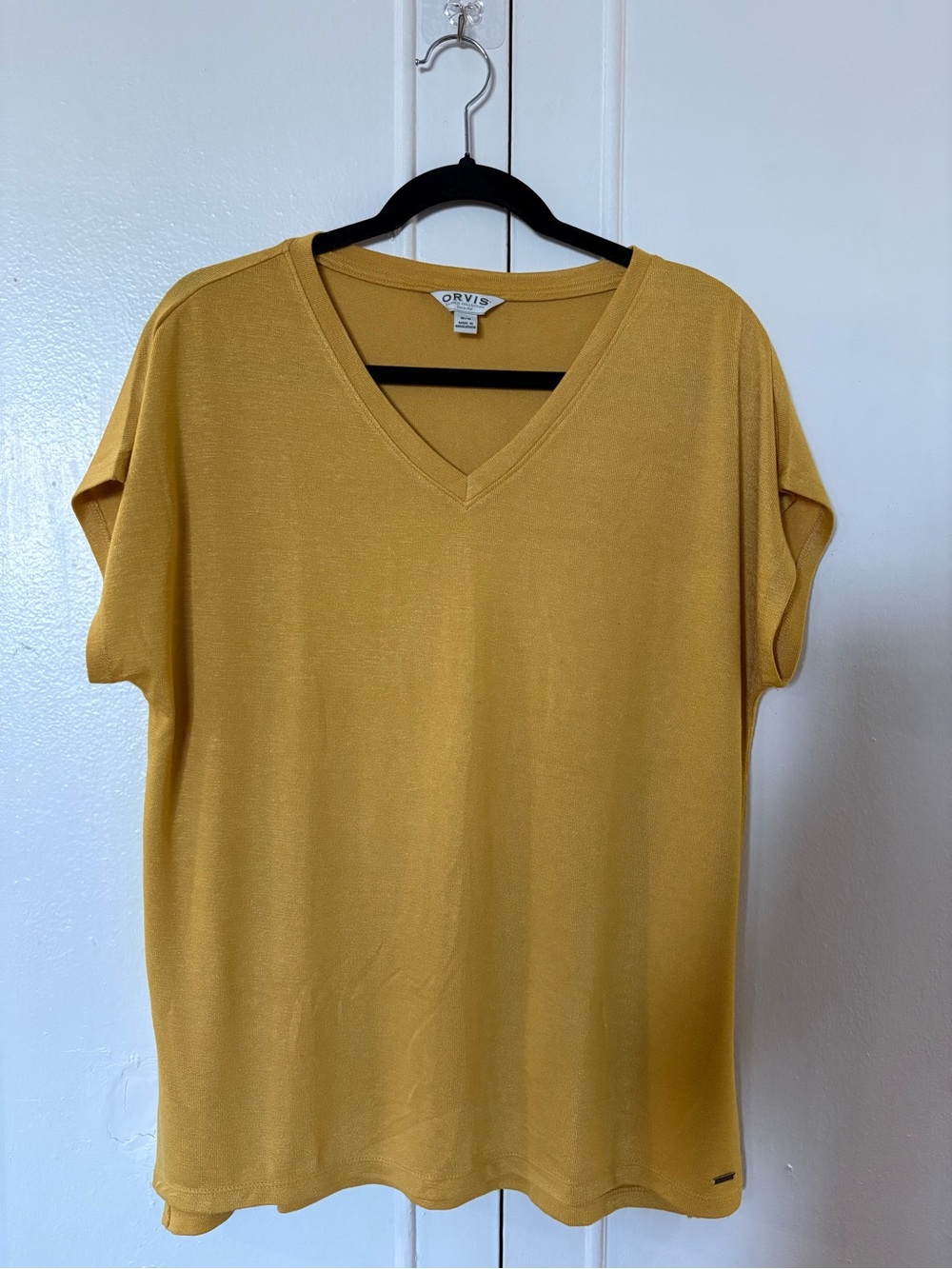 Orvis Women's Golden Yellow V-Neck Short Sleeve Tee
